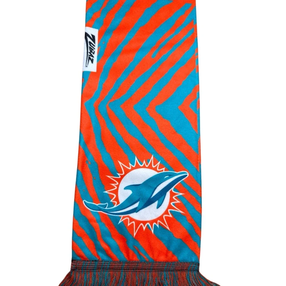 Miami Dolphins FOCO Scarf Team Logo Fringe Orange Aqua NFL Football Fan Gear 54